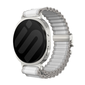Samsung Galaxy Watch 8 - 44mm Outdoor Nylon Strap with P-Buckle (White with Silver)