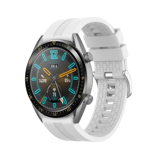Silicone Strap 'Extreme', white, on a watch, 3/4 front view