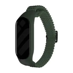 Nylon Mi Braided Strap, green, on a watch, 3/4 front view
