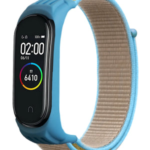 Nylon Strap, camel, on a watch, 3/4 front view
