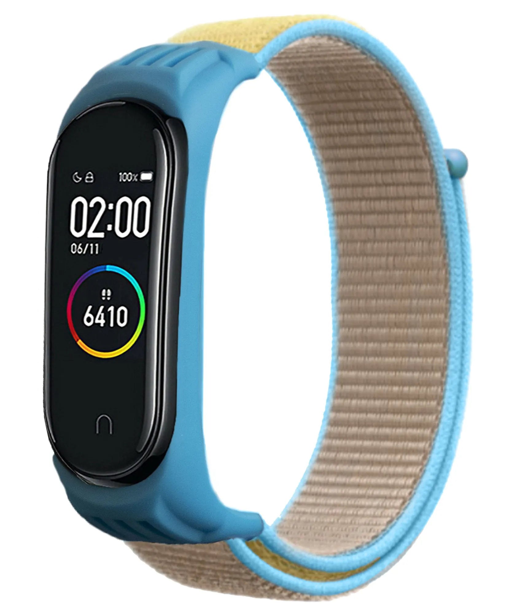 Nylon Strap, camel, on a watch, 3/4 front view