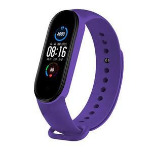 Silicone Strap, purple, on a watch, 3/4 front view