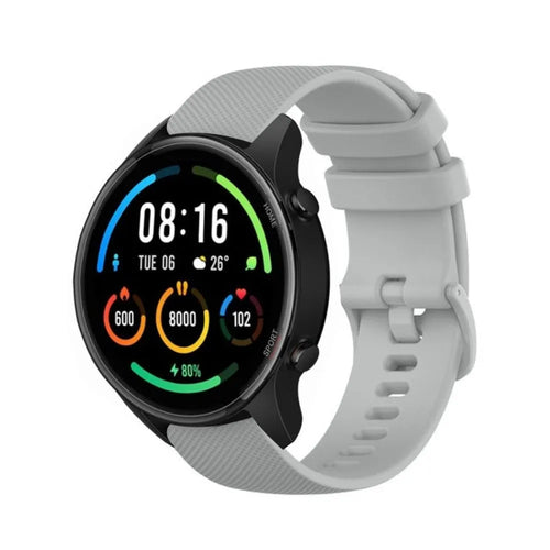 Premium Silicone Strap, grey, on a watch, 3/4 front view