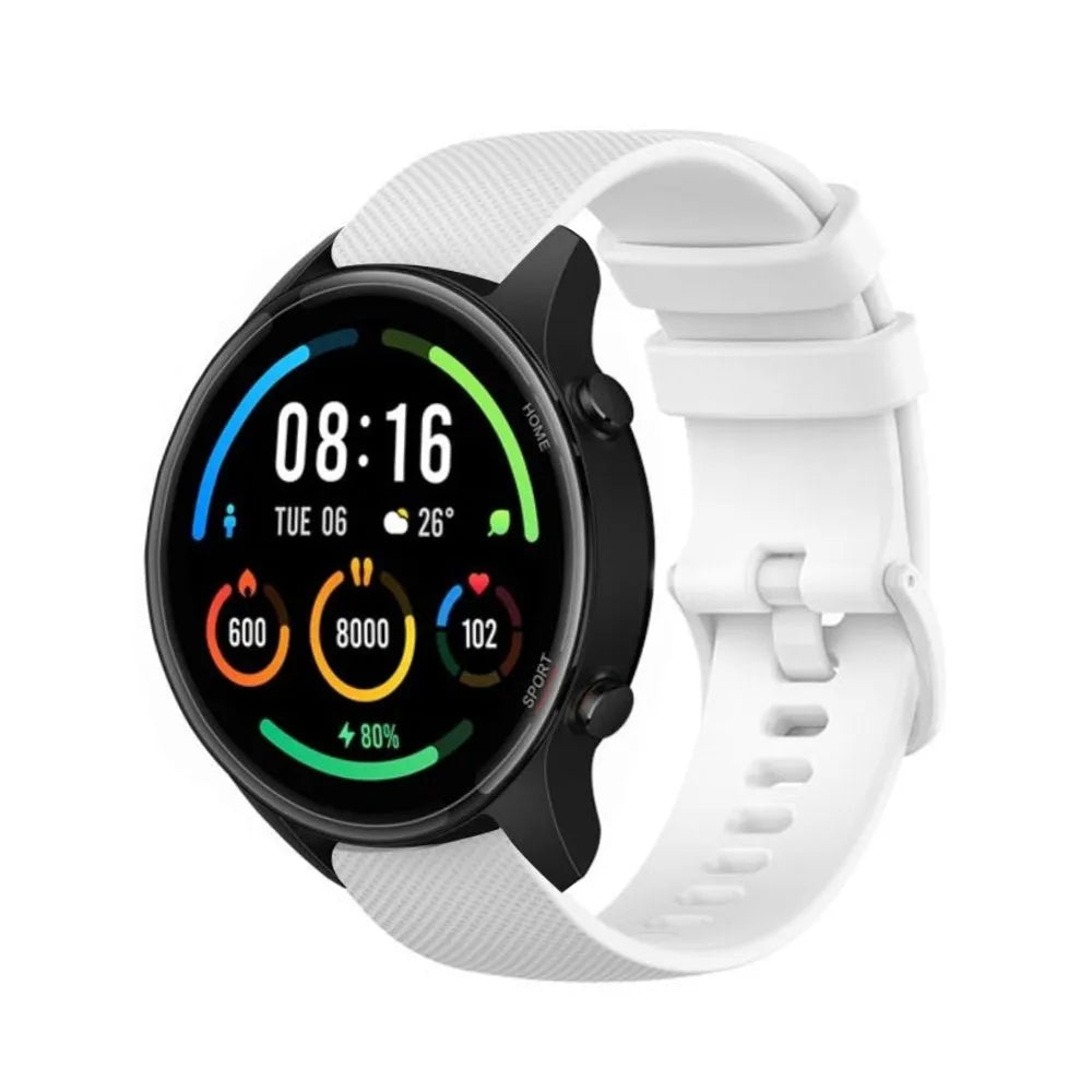 Premium Silicone Strap, white, on a watch, 3/4 front view