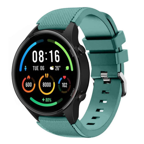 Twill Silicone Strap, viridian, on a watch, 3/4 front view