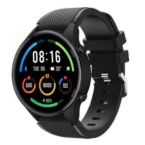 Twill Silicone Strap, black, on a watch, 3/4 front view
