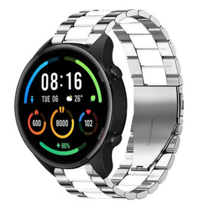 Steel Strap, silver/white, on a watch, 3/4 front view