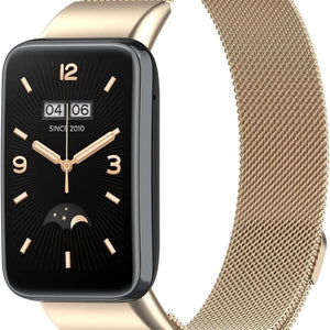 Milanese Strap, champagne, on a watch, 3/4 front view