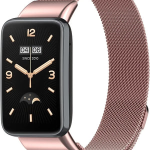 Milanese Strap, pink, on a watch, 3/4 front view