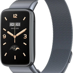 Milanese Strap, space grey, on a watch, 3/4 front view