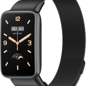 Milanese Strap, black, on a watch, 3/4 front view