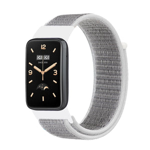 Nylon Strap, grey, on a watch, 3/4 front view