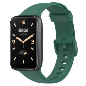 Silicone Strap, dark green, on a watch, 3/4 front view