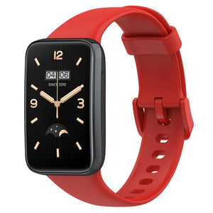 Silicone Strap, red, on a watch, 3/4 front view