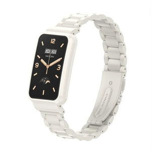 Steel Strap, white, on a watch, 3/4 front view