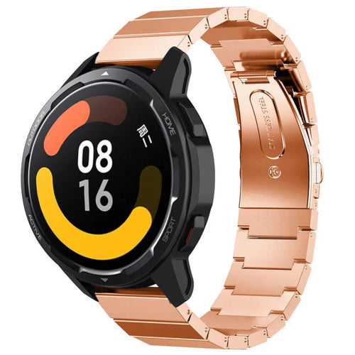 Premium Metal Strap, rose gold, on a watch, 3/4 front view