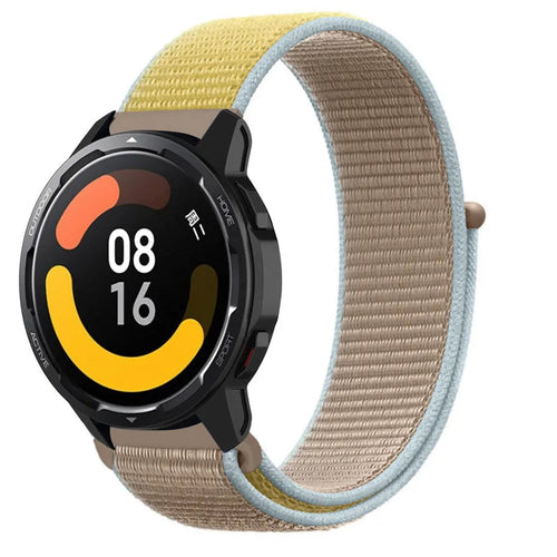 Nylon Strap, camel, on a watch, 3/4 front view