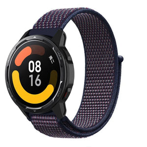 Nylon Strap, indigo, on a watch, 3/4 front view