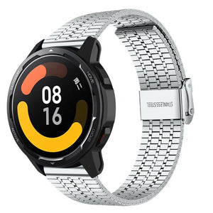 Fine Steel Strap, silver, on a watch, 3/4 front view