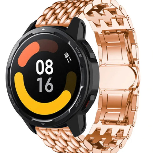 Steel Dragon Strap, rose gold, on a watch, 3/4 front view
