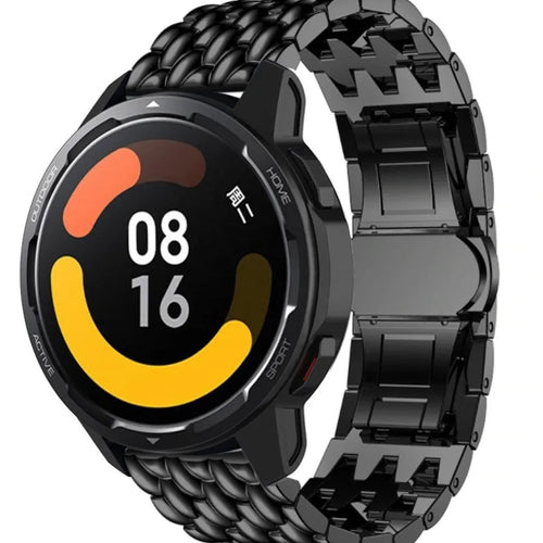 Steel Dragon Strap, black, on a watch, 3/4 front view