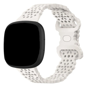 Patterned Silicone Strap, off-white, on a watch, 3/4 front view