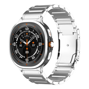 Titanium Strap, silver, on a watch, 3/4 front view