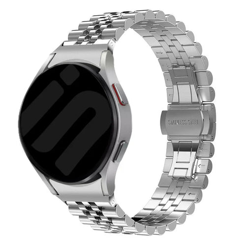 Jubilee Steel Strap, silver, on a watch, 3/4 front view