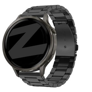Steel Strap 'Classic', black, on a watch, 3/4 front view