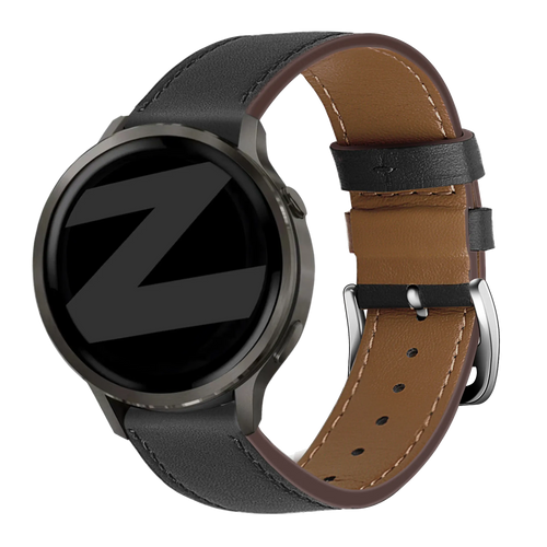 Bandz Garmin Vivomove Luxe Leather Strap 'Deluxe' (Black)