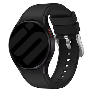 Silicone Strap 'Perfect Fit', black, on a watch, 3/4 front view