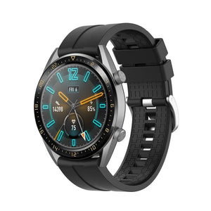 Silicone Strap 'Extreme', black, on a watch, 3/4 front view
