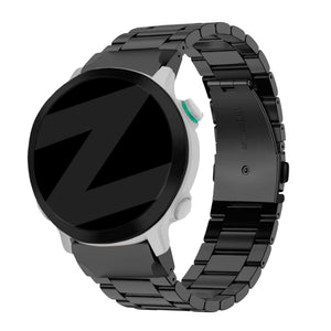 Steel Strap 'Classic', black, on a watch, 3/4 rear view