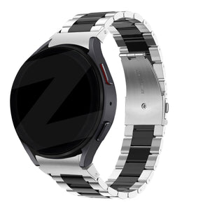 Steel Strap 'Classic', silver/black, on a watch, 3/4 rear view