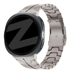 Titanium Strap 'Iron', on a watch, 3/4 rear view