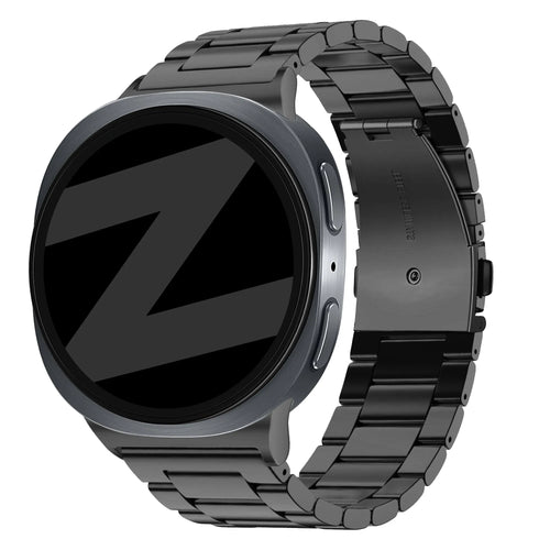 Steel Strap 'Classic', black, on a watch, 3/4 rear view