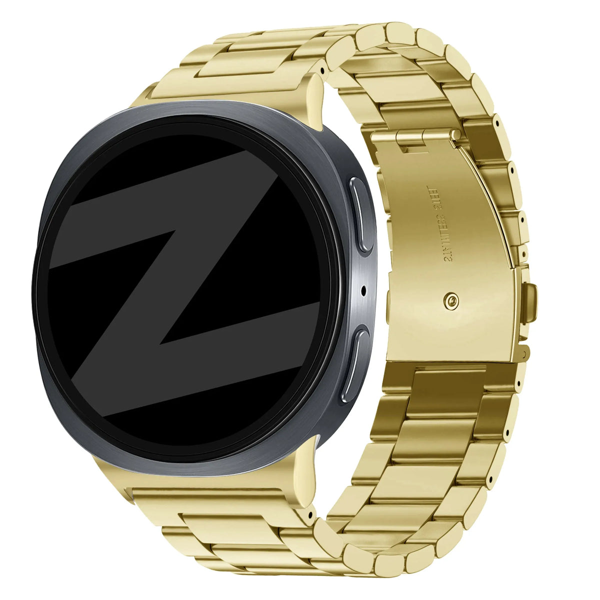 Steel Strap 'Classic', gold, on a watch, 3/4 rear view