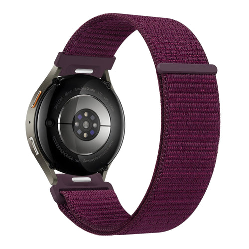 Nylon Strap 'Easy Fit', plum, on a watch, 3/4 rear view