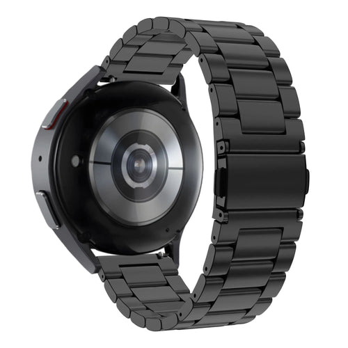 Steel Strap 'Classic', black, on a watch, 3/4 rear view