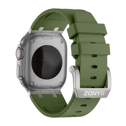 Bandz Apple Watch Ultra Silicone Strap 'Luxe Liquid' (Green with Titanium)