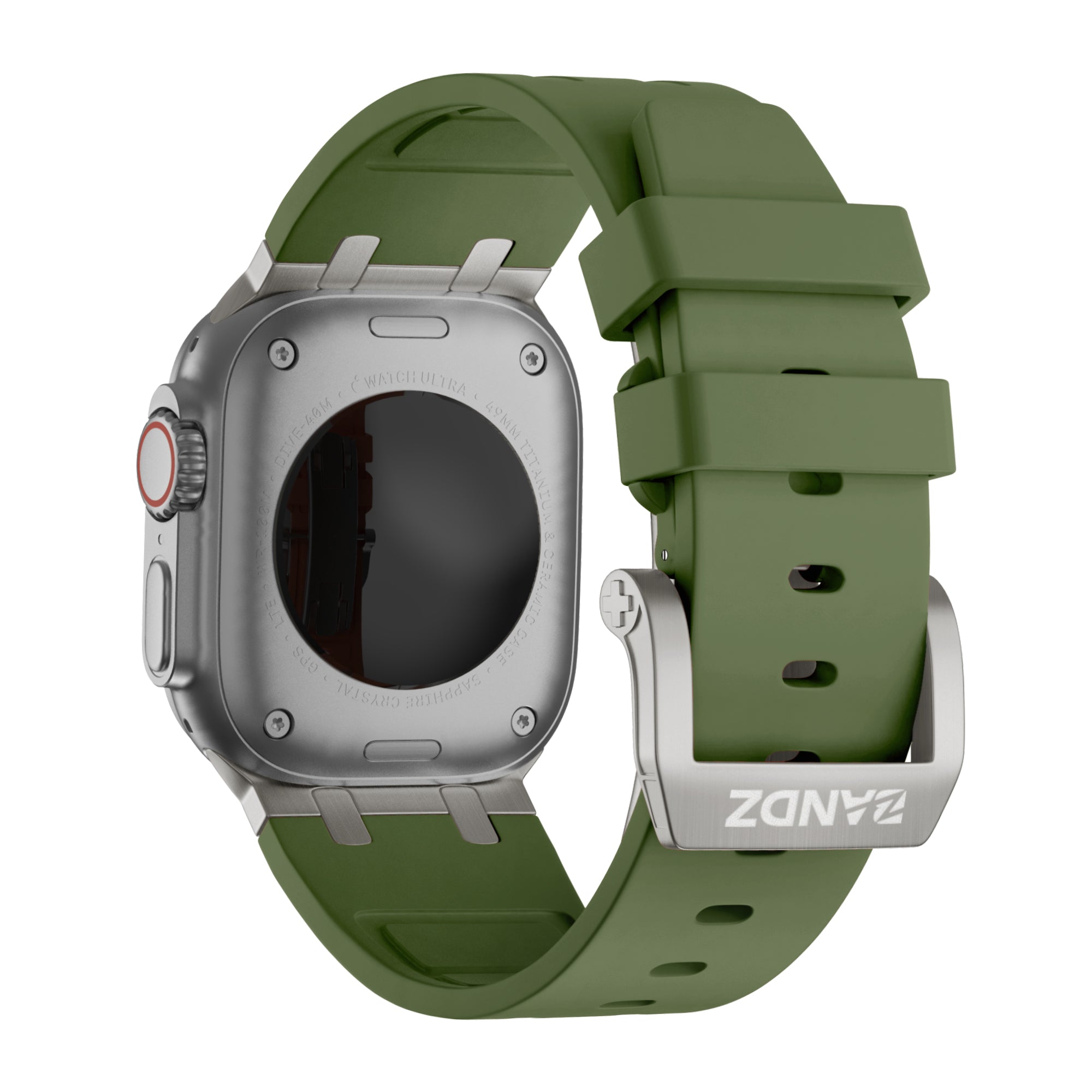 Bandz Apple Watch Ultra Silicone Strap 'Luxe Liquid' (Green with Titanium)