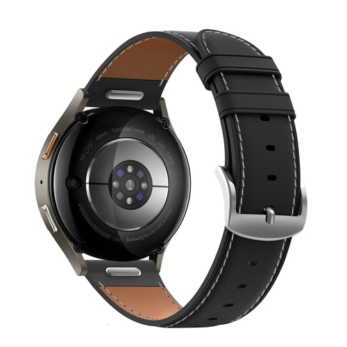 Bandz Fossil Gen 6 - 42mm Leather Strap 'Easy Fit' (Black)