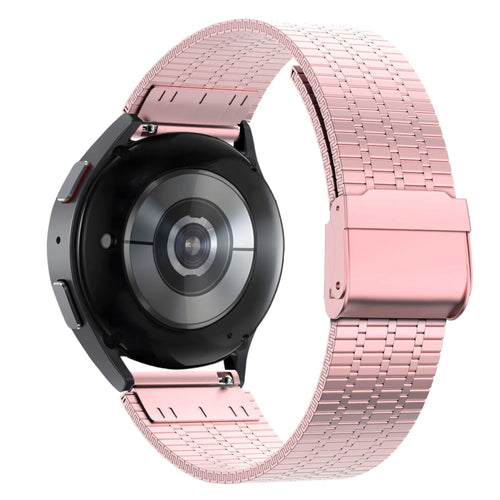 Adjustable Steel Strap, pink sand, on a watch, 3/4 rear view