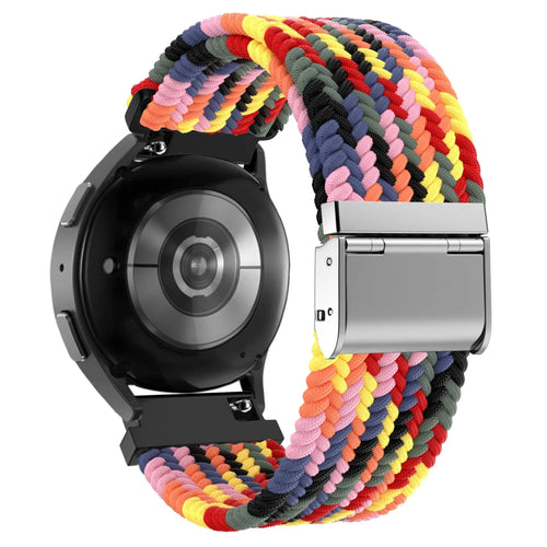 Woven Nylon Strap, colourful, on a watch, 3/4 rear view