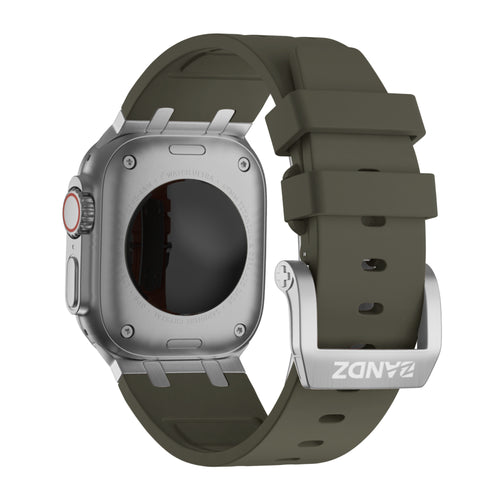 Bandz Apple Watch Ultra Silicone Strap 'Luxe Liquid' (Brown with Silver)