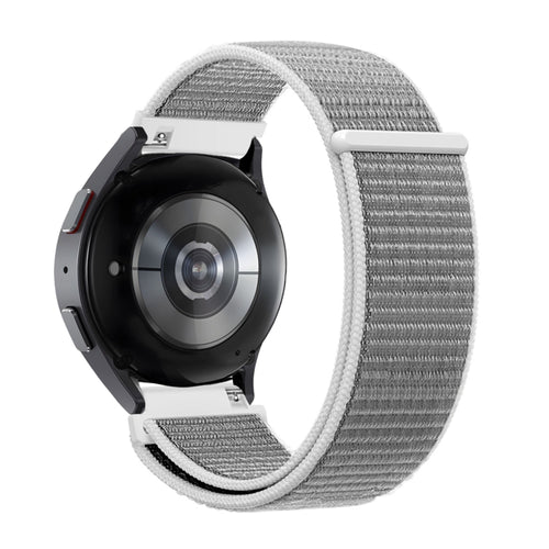 Nylon Loop Strap, grey, on a watch, 3/4 rear view