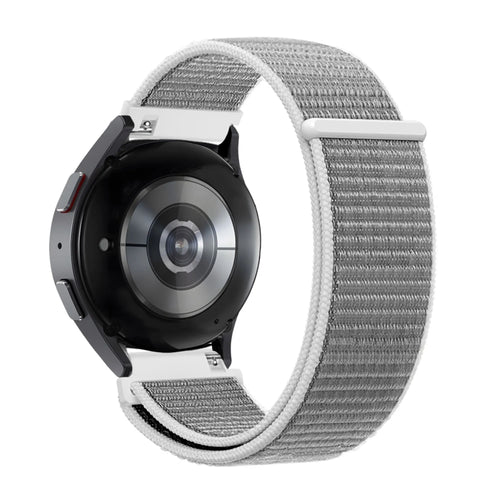 Nylon Loop Strap, grey, on a watch, 3/4 rear view
