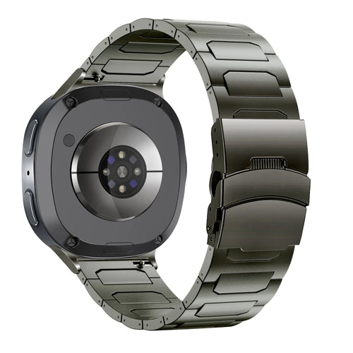Titanium Strap 'Deluxe', graphite, on a watch, 3/4 rear view