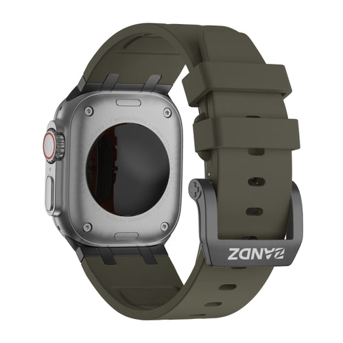 Bandz Apple Watch Ultra Silicone Strap 'Luxe Liquid' (Brown with Black)