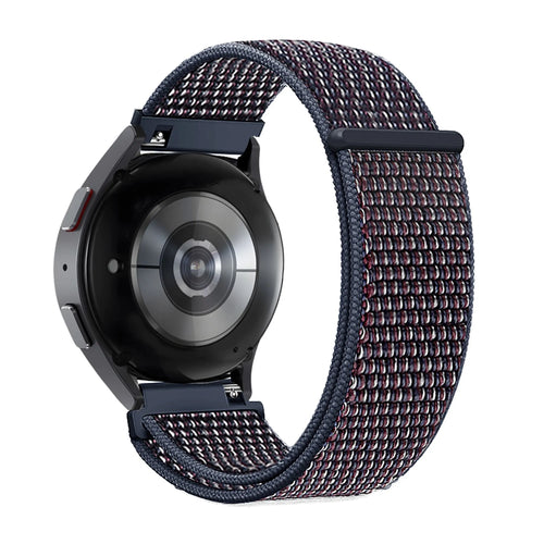 Nylon Loop Strap, indigo, on a watch, 3/4 rear view